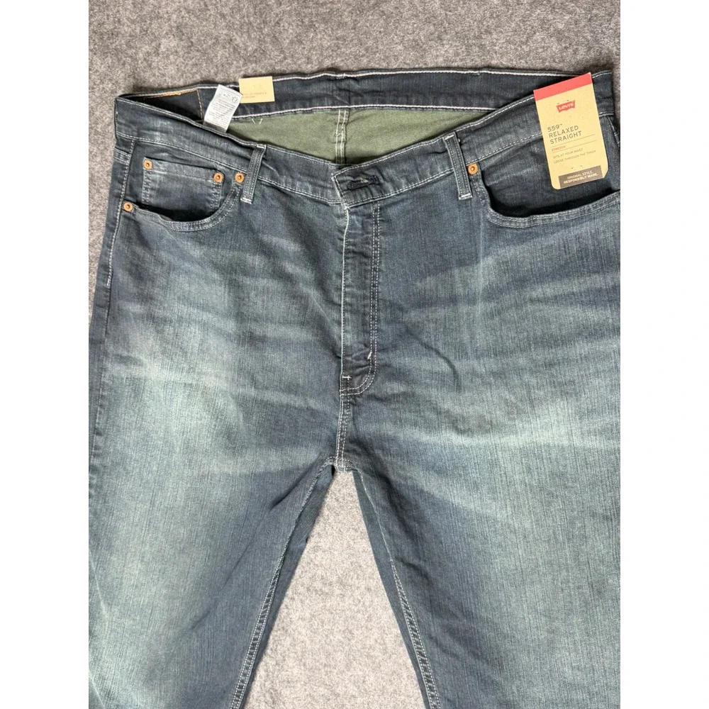 Levis 559 Relaxed Straight‎ Jeans Mens 42x30 Blue Stretch Denim Dark Wash New